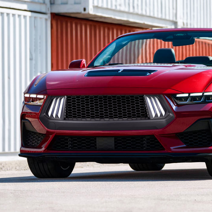 Knife Style Front Upper Grille W/ LED DRL and Turn Signals For 24+ Ford Mustang | American Modified