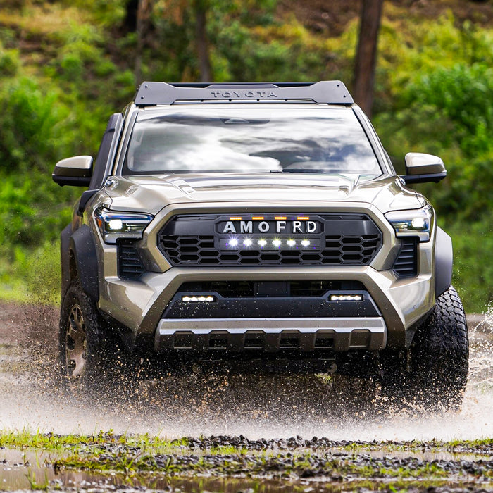 Front Grille W/ Off-Road Lights & Emblem Base - Matte Black For 2024+ Toyota Tacoma | American Modified