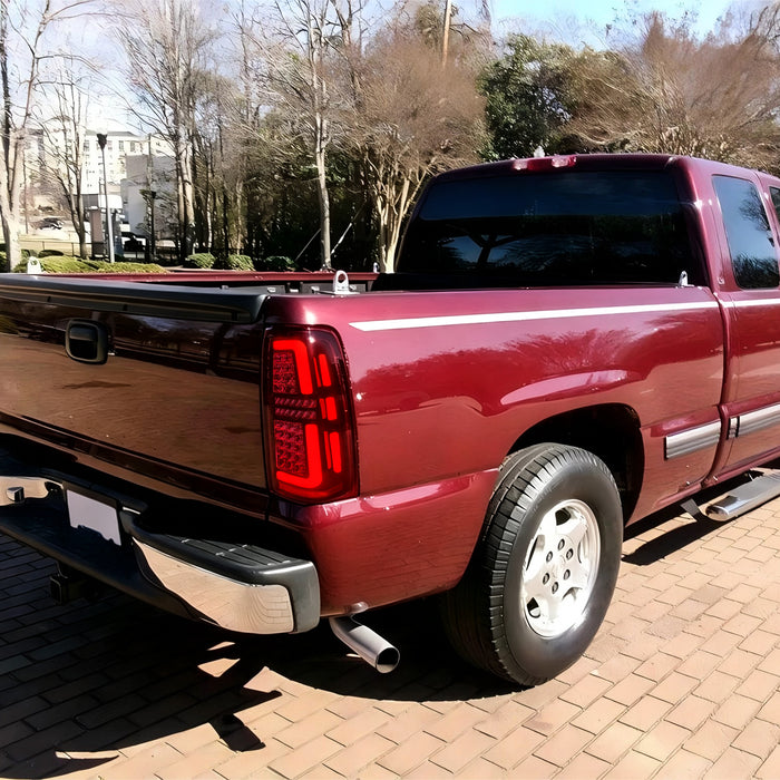 Chrome LED Tail Lights-Clear Lens for 99-06 Chevy Silverado & 99- 02 GMC Sierra 1500 2500 3500(DOT Approved) | American Modified