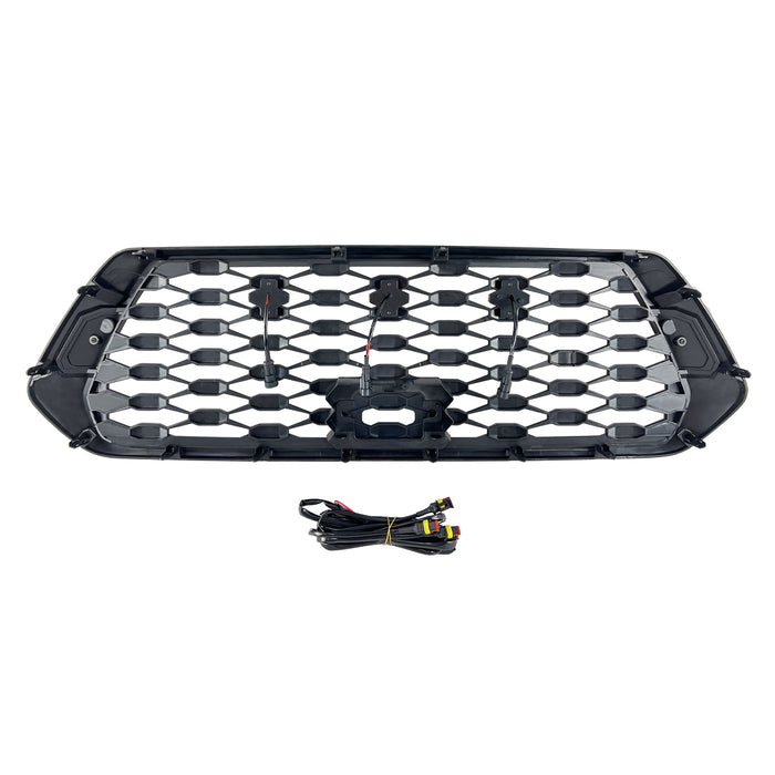Front Mesh Grille W/ Amber Lights - Matte Black For 2016-2023 Toyota Tacoma