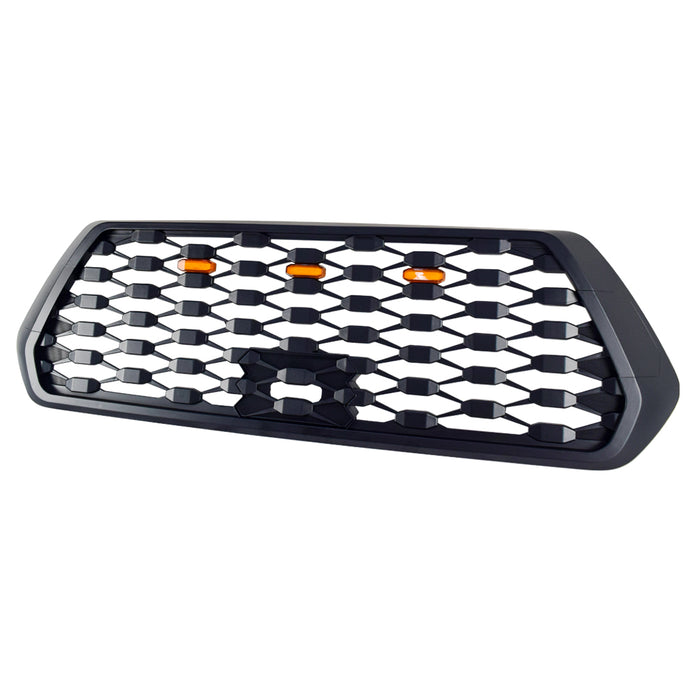 Front Mesh Grille W/ Amber Lights - Matte Black For 2016-2023 Toyota Tacoma