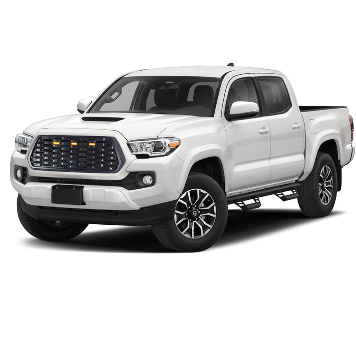 Front Mesh Grille W/ Amber Lights - Matte Black For 2016-2023 Toyota Tacoma