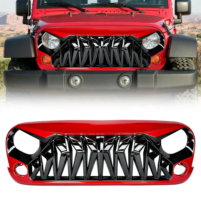 Shark Grille - Red & Black For 07-18 Wrangler JK/ JKU | American Modified