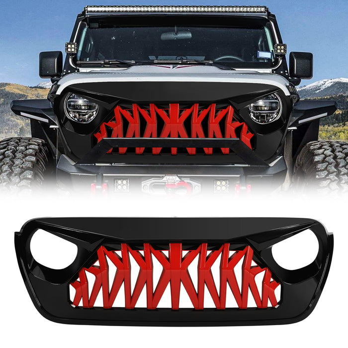 Shark Grille - Red & Black For 18+ Wrangler JL & Gladiator JT W/O Trailcam | American Modified