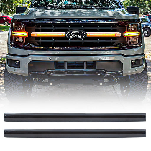 Smoked LED Grille Amber Lights W/ Sequential Turn Signal For 2024+ Ford F150 XLT | American Modified