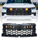 ZR2 Style Grille W/ Emblem Base & Amber Lights - Matte Black For 2022-2024 Chevy Silverado 1500 (Not Fit ZR2) | American Modified