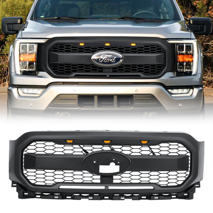 Raptor Style Mesh Grille W/ Amber Lights For 2021-2023 Ford F150(Excluding Raptor)｜American Modified