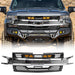Armor Grille W/ Amber Lights & Emblem Holder - Chrome Glossy Black For 2019-2021 Chevy Silverado 1500| American Modified