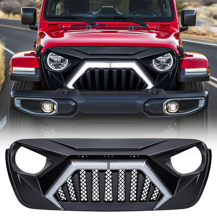 Goliath Grille w/ LED DRL and Turn Signals - Matte Black For 18+ Jeep Wrangler JL & Gladiator JT | AMERICAN MODIFIED