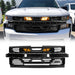 Armor Grille W/ Amber Lights & Emblem Holder - Glossy Black For 2019-2021 Chevy Silverado 1500 | American Modified