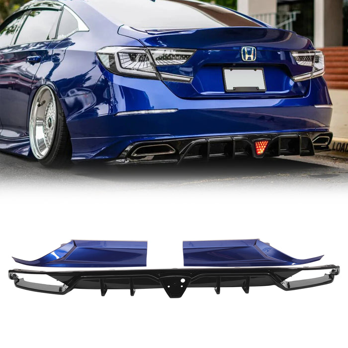 Rear Bumper Diffuser Lip W/ LED Light For 2018-2023 Honda Accord