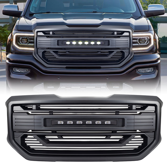 Armor Grille W/ Off-Road Lights - Matte Black For 2016-2018 GMC Sierra 1500｜American Modified