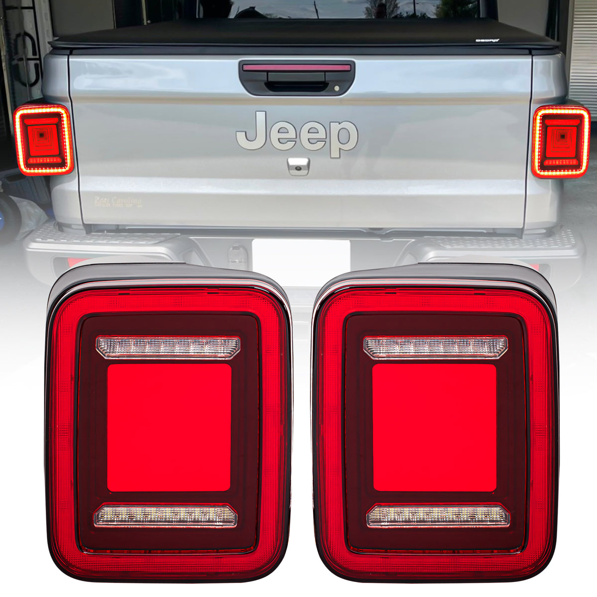 AMERICAN MODIFIED Red Lens Tunnel Tail Lights For 2020+ Jeep