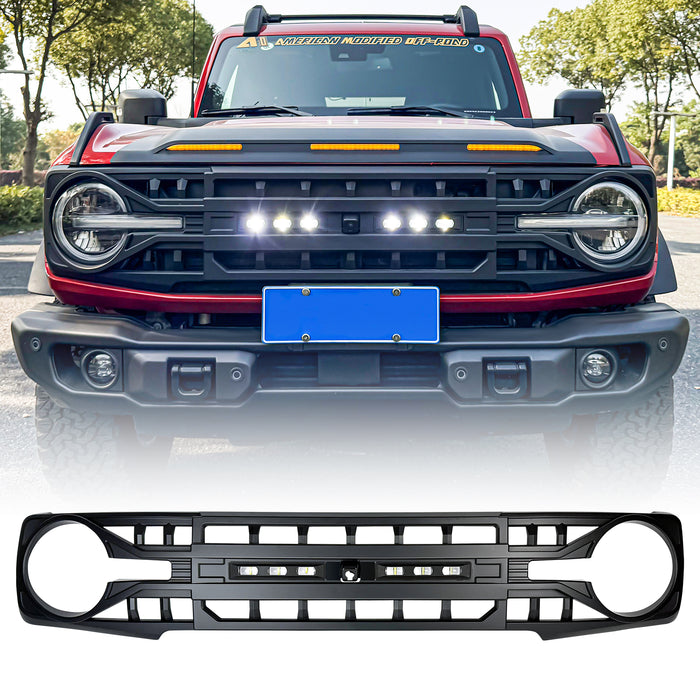 Armor Grille W/ Off-Road Lights & Camera Bracket - Matte Black For 21+ Ford Bronco | American Modified