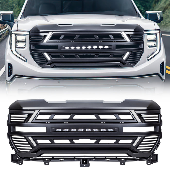 Armor Grille w/ Off-Road Lights, DRL & Camera Bracket - Matte Black For 22-25 GMC Sierra 1500 | AMERICAN MODIFIED