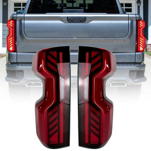 Red LED Tail Lights W/ Start Animation For 2019–2026 Chevy Silverado 1500 & 2020–2026 Silverado 2500HD/3500HD | American Modified