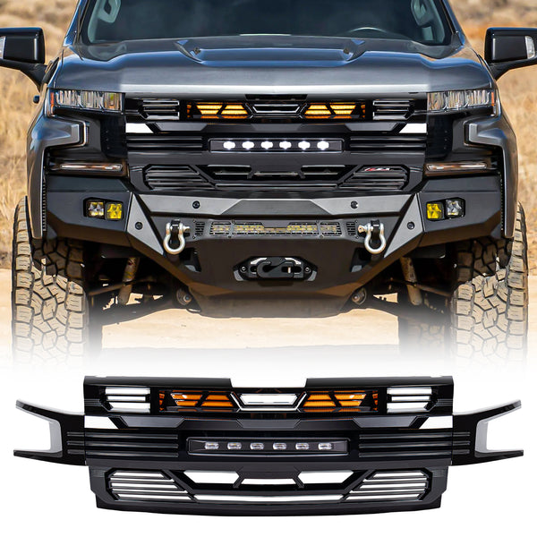 American Modified｜Armor Grille W/ OffRoad Lights Glossy Black For