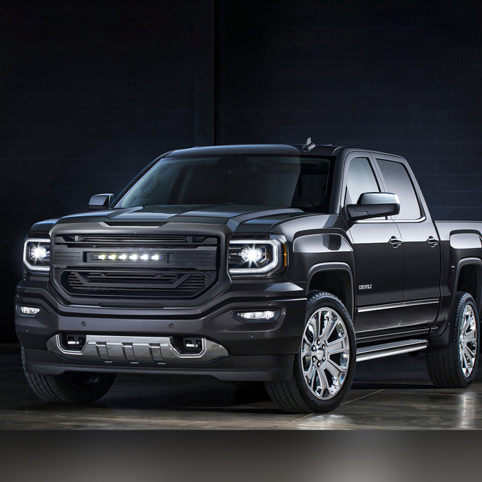 Armor Grille W/ Off-Road Lights - Matte Black For 2016-2018 GMC Sierra 1500｜American Modified