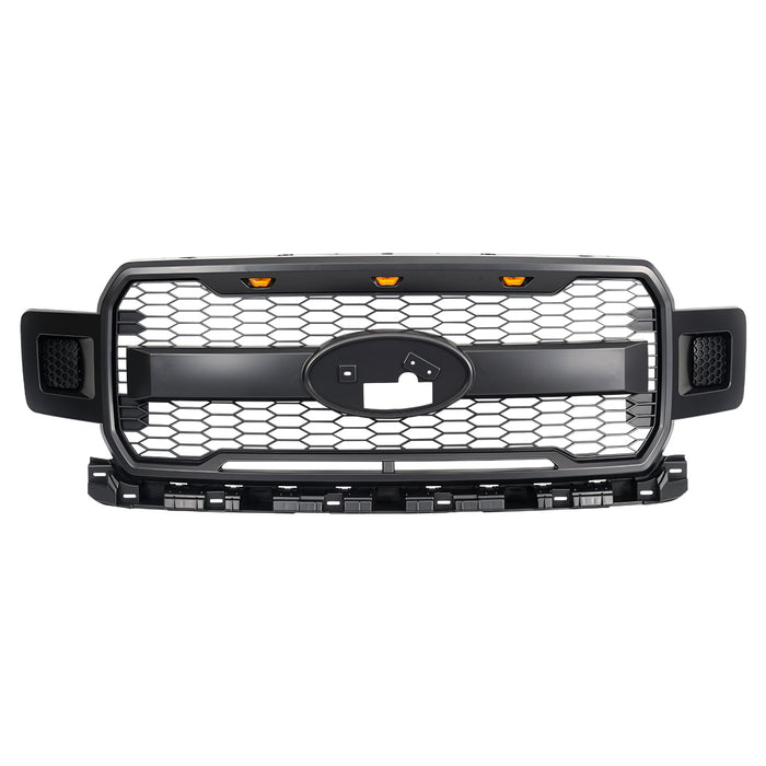 Raptor Style Mesh Grille W/ Amber Lights & Emblem Base For 2018-2020 Ford F150| In Stock On Sep 15｜American Modified