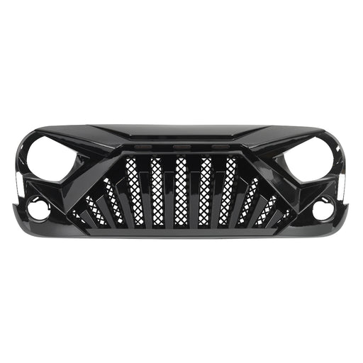 Goliath Grille W/ Led Amber Lights-Glossy Black For 07-18 Jeep Wrangler Jk| American Modified