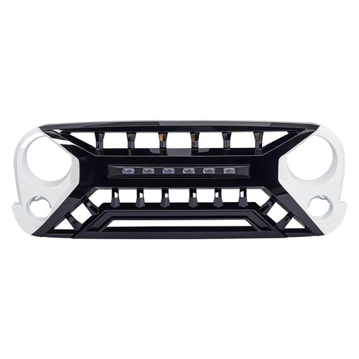 Armor Grille W/ Off-Road Lights - White & Black For 07-18 Jeep Wrangler JK | American Modified