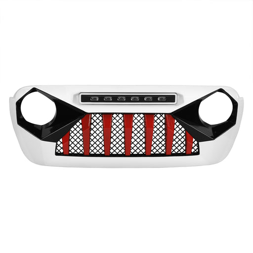 Demon Grille W/ Led Off-Road Lights - Red & White & Black For 18+ Jeep Wrangler JL & Gladiator JT W/O Trailcam | American Modified