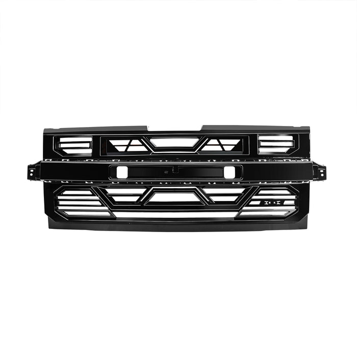 Armor Grille W/ Emblem Holder No Amber Lights - Glossy Black For 2019-2021 Chevy Silverado 1500 | American Modified