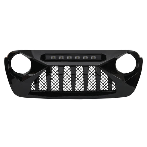 Demon Grille W/ Led Off-Road Lights-Glossy Black For 18-23 Jeep Wrangler Jl & Gladiator Jt W/O Trailcam | American Modified