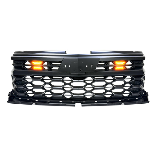 ZR2 Style Grille W/ Emblem Base & Amber Lights - Matte Black For 2022-2024 Chevy Silverado 1500 (Not Fit ZR2) | American Modified