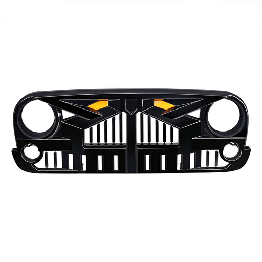 Empire Grille W/ Amber Lights - Glossy Black for 07-18 Jeep Wrangler JK | American Modified