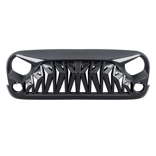 Shark Grille  w/ LED Eyebrow DRL and Turn Signals - Matte Black For 07-18 Jeep Wrangler JK | AMERICAN MODIFIED