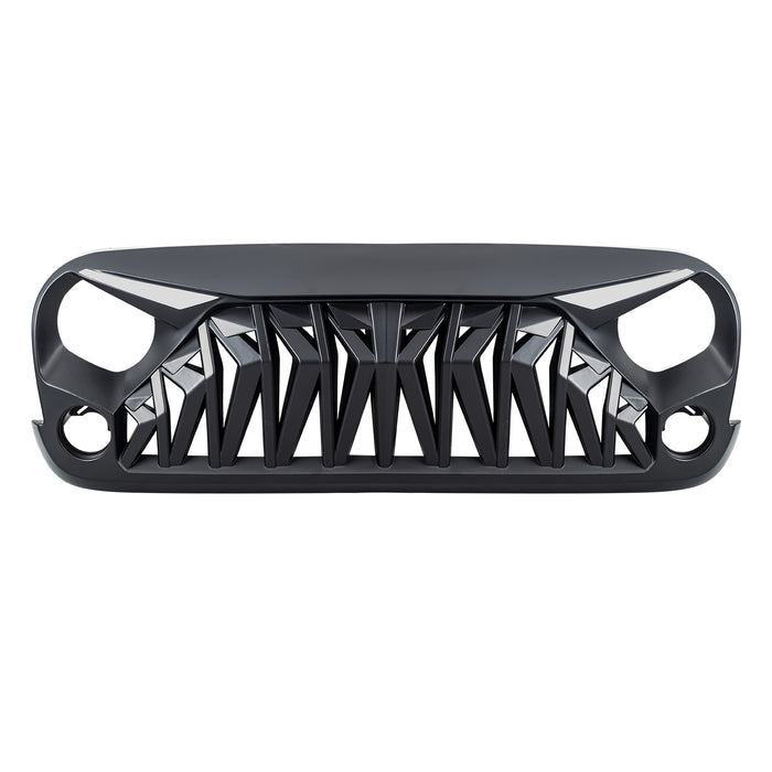 Shark Grille  w/ LED Eyebrow DRL and Turn Signals - Matte Black For 07-18 Jeep Wrangler JK | AMERICAN MODIFIED