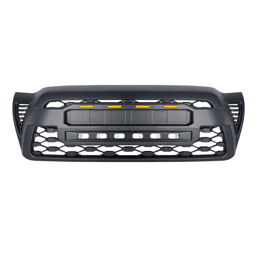 TRD PRO Style Grille w/ LED Off-Road Lights, Amber Lights and DIY Letters for 2005-2011 Toyota Tacoma- Matte Black | American Modified