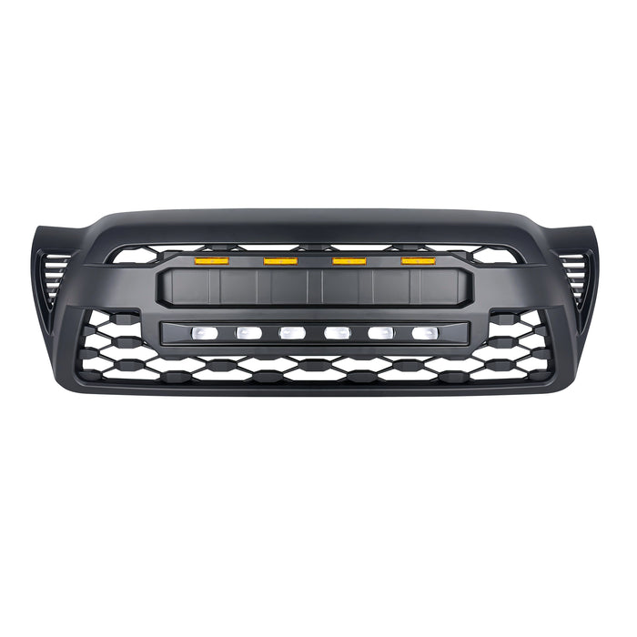 TRD PRO Style Grille w/ LED Off-Road Lights, Amber Lights and DIY Letters for 2005-2011 Toyota Tacoma- Matte Black | American Modified