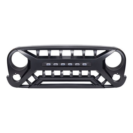 Armor Grille W/ Off-Road Lights - Matte Black For 07-18 Jeep Wrangler JK | American Modified
