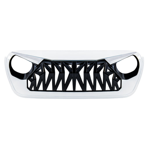 Shark Grille W/ LED Eyebrow DRL and Turn Signals - White & Black For 18+ Jeep Wrangler JL & Gladiator JT | American Modified