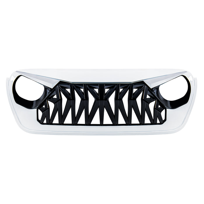Shark Grille W/ LED Eyebrow DRL and Turn Signals - White & Black For 18+ Jeep Wrangler JL & Gladiator JT | American Modified