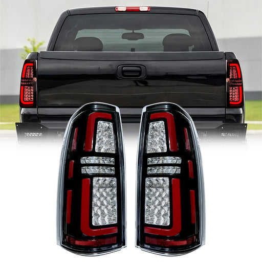Chrome LED Tail Lights-Clear Lens for 99-06 Chevy Silverado & 99- 02 GMC Sierra 1500 2500 3500(DOT Approved) | American Modified