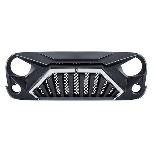 Goliath Grille w/ LED DRL and Turn Signals - Matte Black For 07-18 Jeep Wrangler JK | AMERICAN MODIFIED