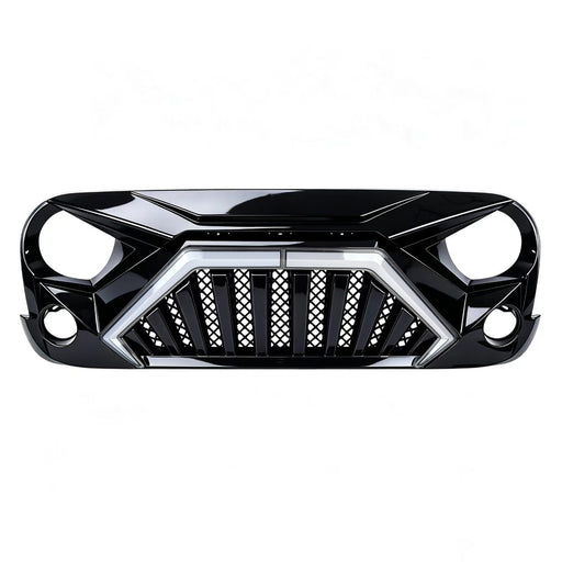 Goliath Grille W/ LED DRL and Turn Signals - Glossy Black For 07-18 Jeep Wrangler JK | American Modified