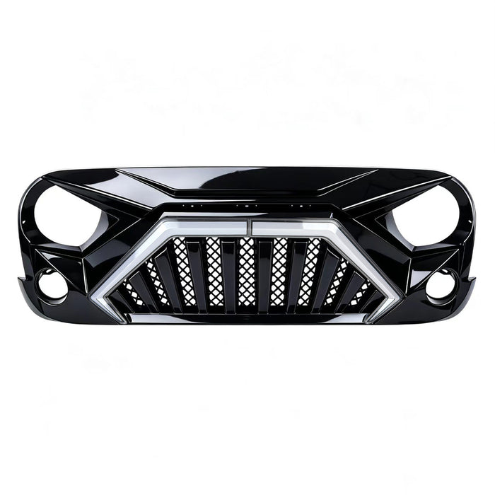 Goliath Grille W/ LED DRL and Turn Signals - Glossy Black For 07-18 Jeep Wrangler JK | American Modified