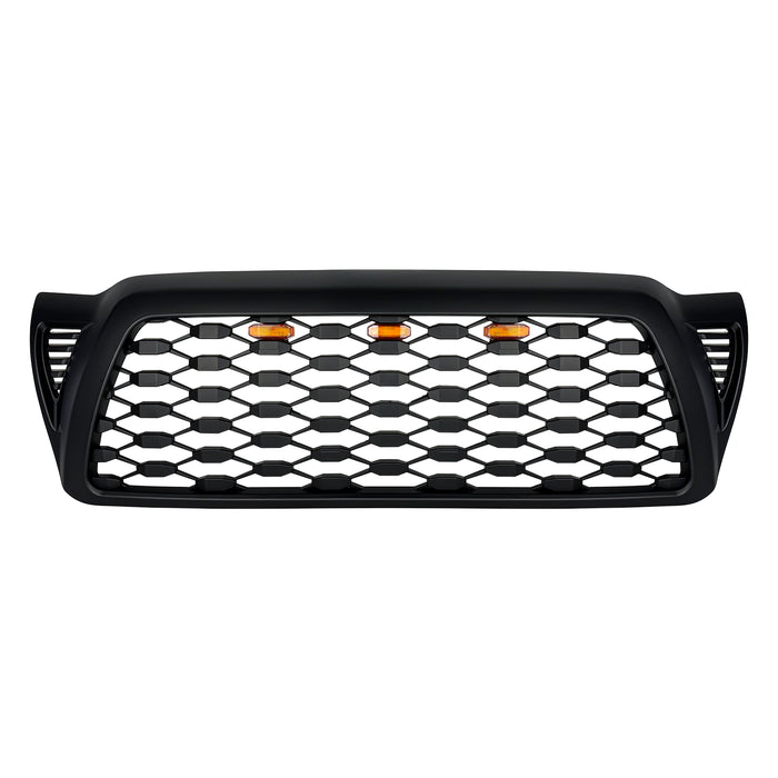 Front Mesh Grille W/ Amber Lights - Matte Black For 2005-2011 Toyota Tacoma | American Modified