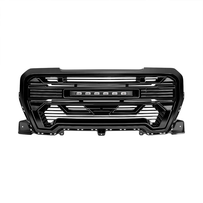 Armor Grille W/Off-Road Lights - Glossy Black For 2019-2021 GMC Sierra 1500 | American Modified