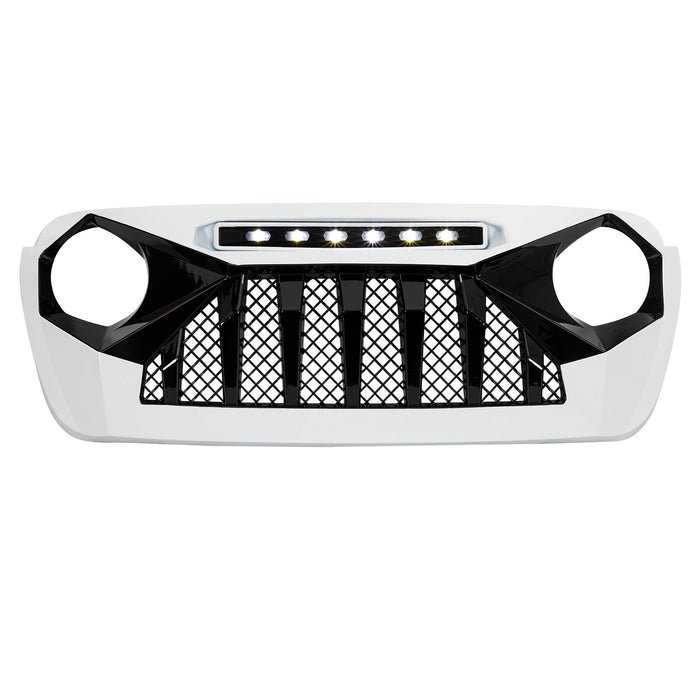 Demon Grille W/ Led Off-Road Lights-White & Black For 18-23 Jeep Wrangler Jl & Gladiator Jt W/O Trailcam| American Modified