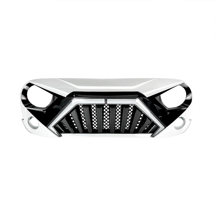 Goliath Grille W/ LED DRL and Turn Signals - White & Black For 07-18 Jeep Wrangler JK | American Modified