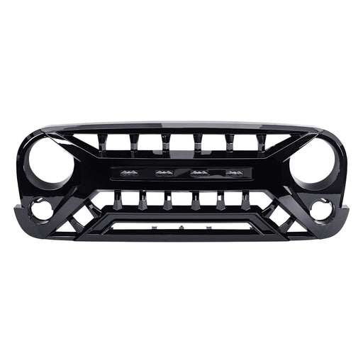 Armor Grille W/ Amber Lights - Glossy Black for 07-18 Jeep Wrangler JK | American Modified