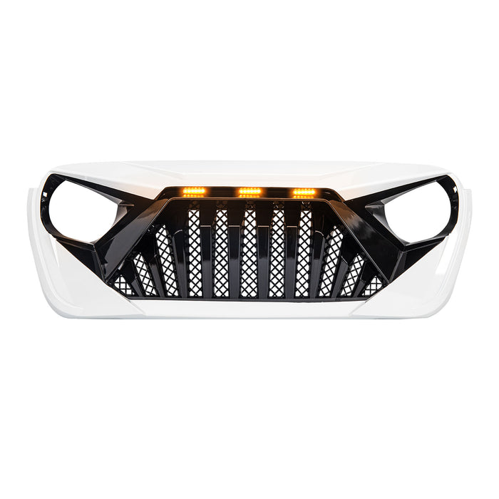 Goliath Grille W/ Amber Led Running Lights For 18-23 Jeep Wrangler Jl & Gladiator Jt - White & Black| American Modified