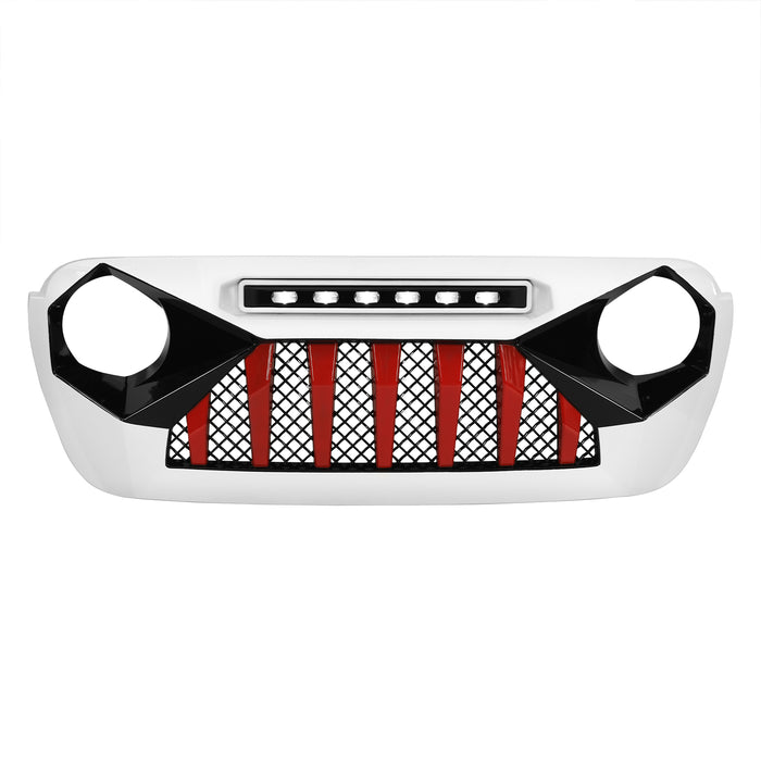 Demon Grille W/ Led Off-Road Lights - Red & White & Black For 18+ Jeep Wrangler JL & Gladiator JT W/O Trailcam | American Modified