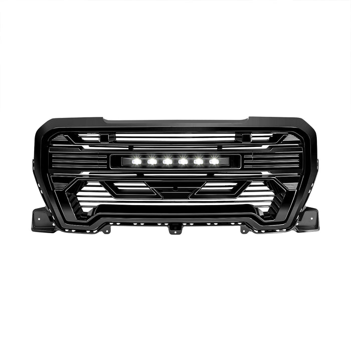 Armor Grille W/Off-Road Lights - Glossy Black For 2019-2021 GMC Sierra 1500 | American Modified