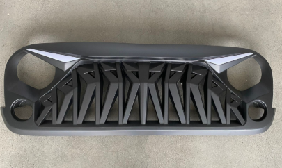 Shark Grille W/ LED Eyebrow DRL and Turn Signals - White & Black For 07-18 Jeep Wrangler JK